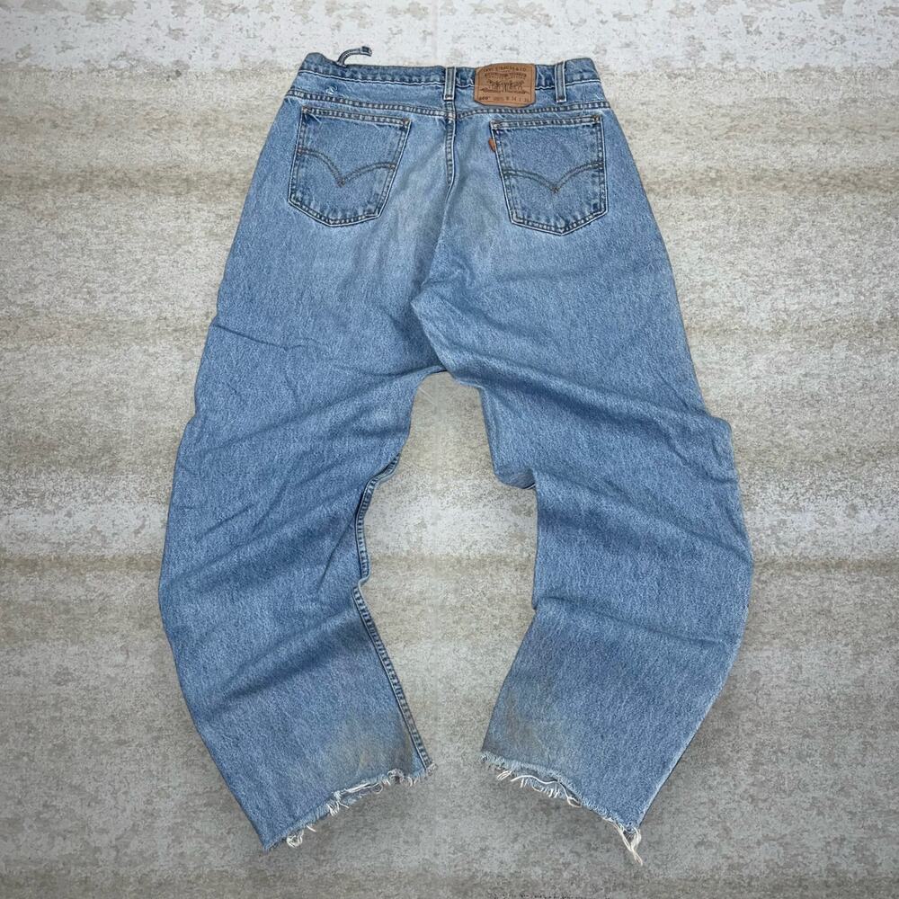 Vintage 90s Orange Tab Levis Jeans 344x32 Baggy Fit Tapered Light Wash Cotton